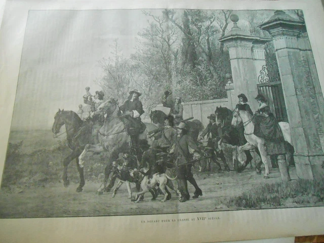1890 engraving - Hunting A Start for 17th Century Hunting