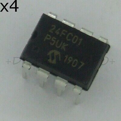 Microchip 24FC01-I/P EEPROM Serial I2C 1Kbit 128x8 DIP-8 Microchip RoHS lot de 4 