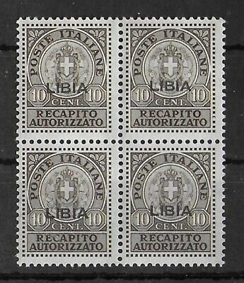 LIBYA ITALIAN COLONIES 1942 Mint NH Revenue 10c Block of 4 Stamps Sass #4 VF
