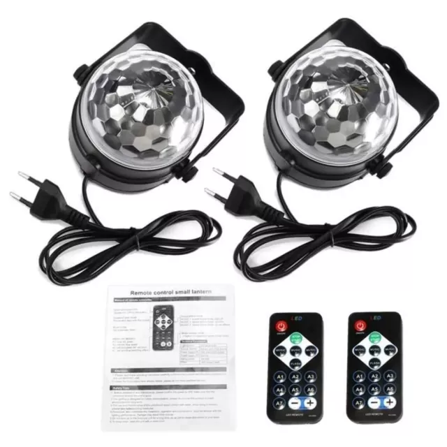 2 X Lampe de Scène Jeux de lumière Soirée Boule à Facette Télécommande LED Spot 2