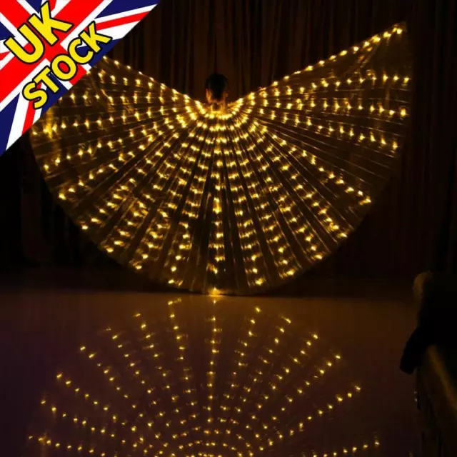 360° LED Isis Wings + 2pcs Sticks Belly Dance Stage Colorful Performance Props