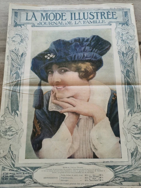 Revue Ancienne La Mode Illustrée N°15 De 1909 - Avec Planche Patrons Couture - État D'occasion Vintage
