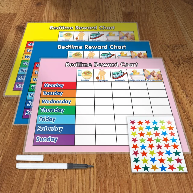 BEDTIME ROUTINE REWARD Chart With Free Pen & Star Stickers £3.99 ...