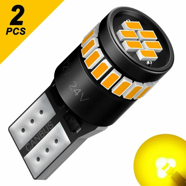 2X AUXITO W5W 168 194 921 T10 License Side Marker Light Canbus Amber 5W LED Bulb