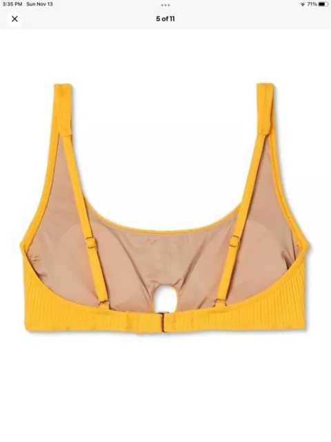 WOMEN'S RIBBED KEYHOLE Bralette Bikini Top - Shade & Shore Yellow Size ...
