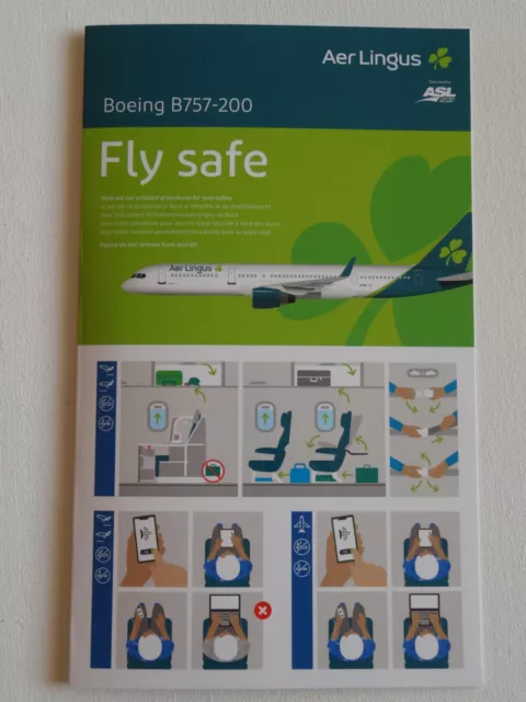 Aer Lingus Boeing B757-200 Issue 1, Rev 0 - January 2019 Safety Card Ireland