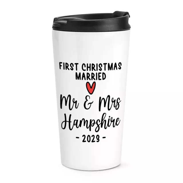 Personalisiert First Christmas Married Herr und Frau Reisetasse Tasse Liebe Mann