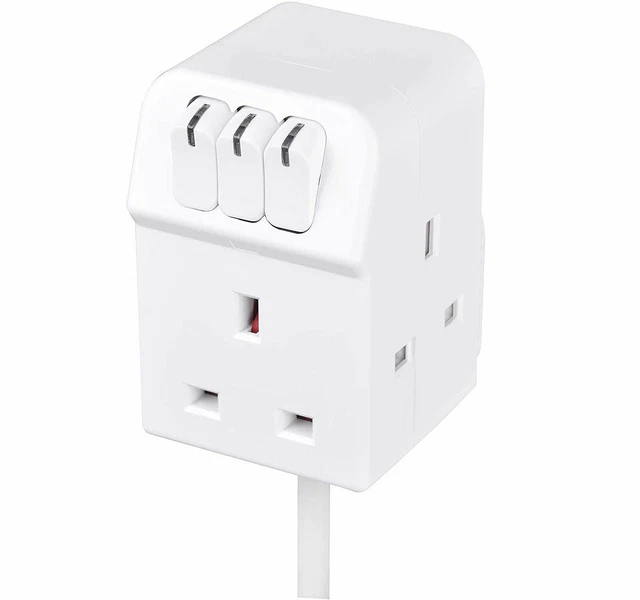 MASTERPLUG 3 SOCKET Individually Switched 2m Extension Lead White