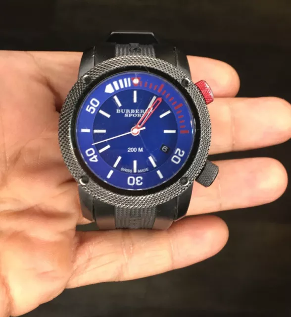 Burberry Sport Bu7721 Mens Diving Watch Stainless Steel with Rubber Straps Burberry Sport Bu7721 Mens Diving Watch Stainless Steel with Rubber Straps