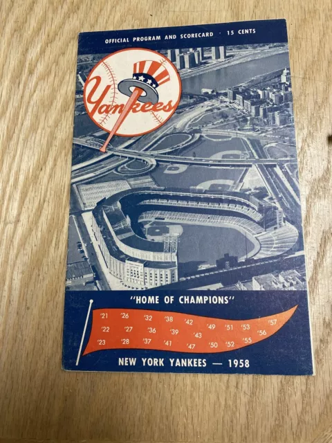 1958 New York Yankees vs Tigers Official Program & Score Card Partially Scored