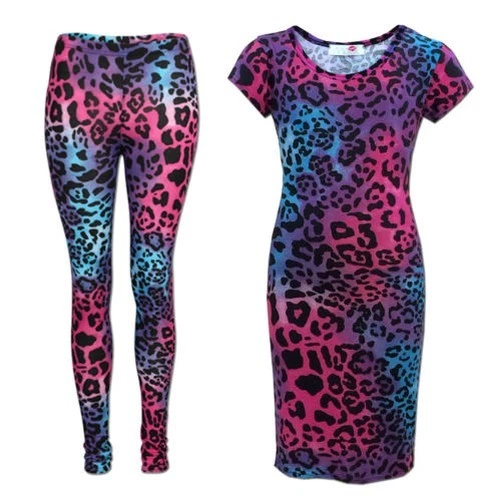 Bambine Midi Abito Multi Leopardo Stampa Festa Fashion Leggings Età 7-13 Anni