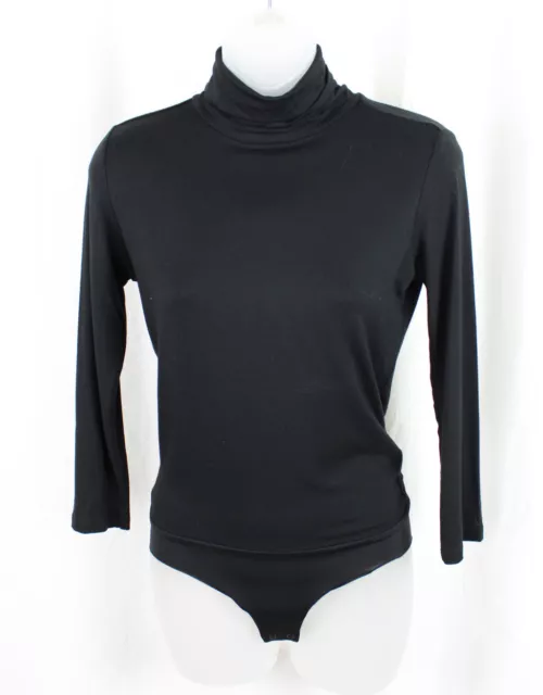 L'Agence Women's Black Long Sleeve Turtleneck Aida Bodysuit Size S