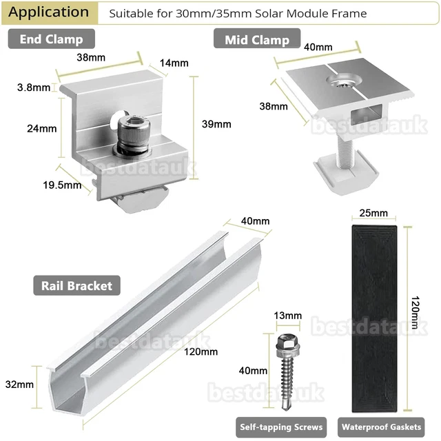 Biosolar Pv Fixing Rails SOLAR PANEL RAILS Bracket Fixing PV End Clamp/Middle Clamp-Mounting ...