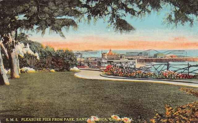 Santa Monica CA California Pleasure Pier Pacific Amusement Park Vtg Postcard A31