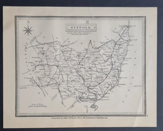 ANTIQUE (C. 1873) double sided county map - Suffolk & Surrey - John ...