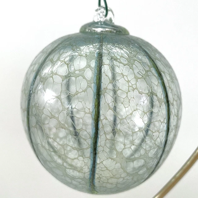 Hand Blown Art Glass Gray-Blue Mottled Ornament Orb Gazing Ball Sun Catcher
