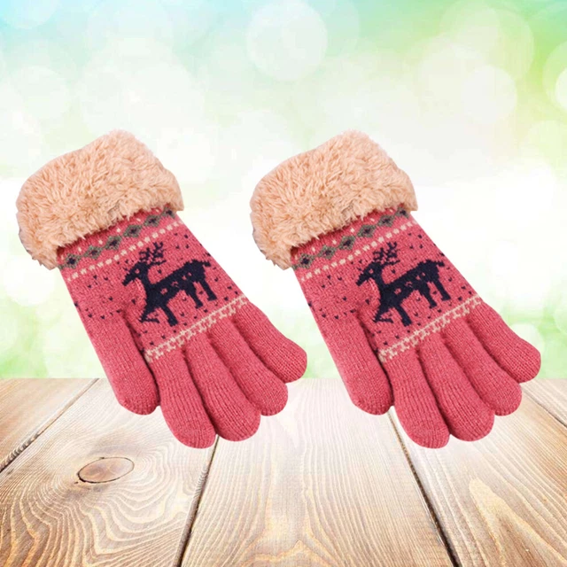 1 para bambini bambini inverno caldo addensante guanti dolce Natale cervo Mu