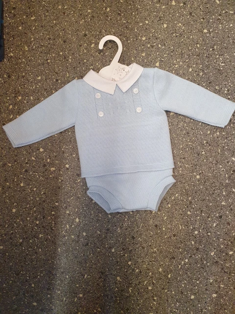 Spanish style baby boy's  knitted jam pants set in size 3-6m