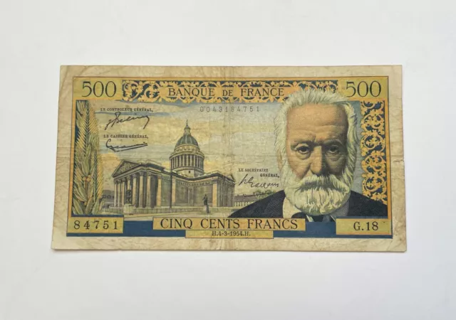 Ancien Billet De Banque De 500 Francs " Victor Hugo "