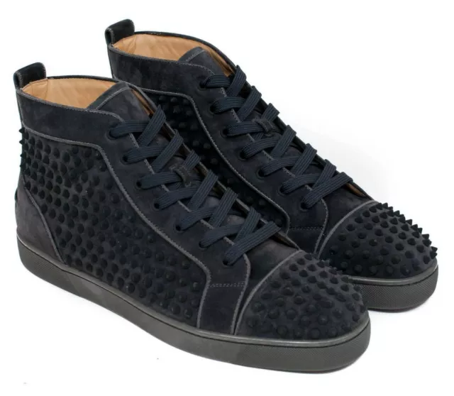 Christian louboutin louis orlato on sale flat spikes suede black