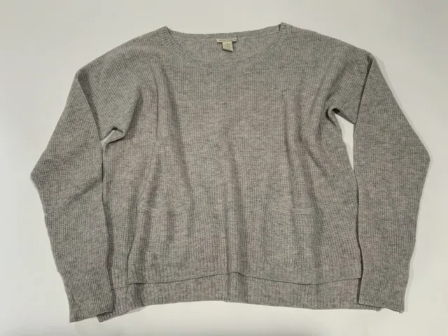 White + Warren Sz M 100% Cashmere Gray Oversized Sweater with Pockets