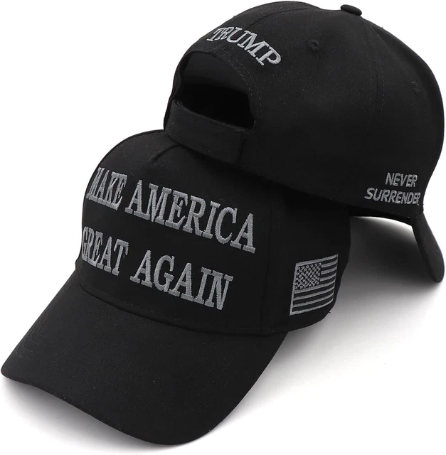 thumbnail image 2 of Dark Gold Embroidered MAGA Hat – 'Make America Great Again' – Black Twill Cap 2 of 4