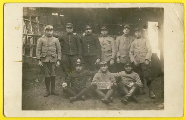 cpa Carte Photo HONNEUR aux POILUS de la Classe 1916 SOLDATS du 10e Régiment