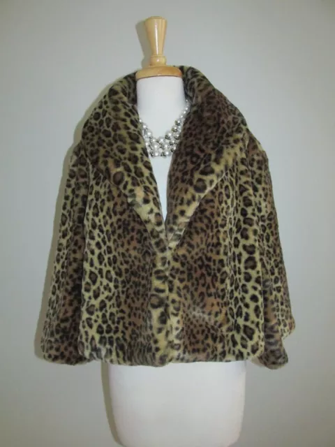 Newport News Size 18 Animal Leopard Print Faux Fur Bolero Crop Cocktail Jacket