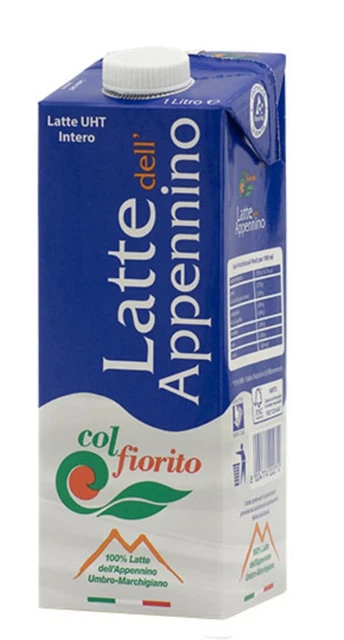 12 Brick Di Latte Dell' Appennino UHT intero Da 1 Litro 100%  Italy Colfiorito