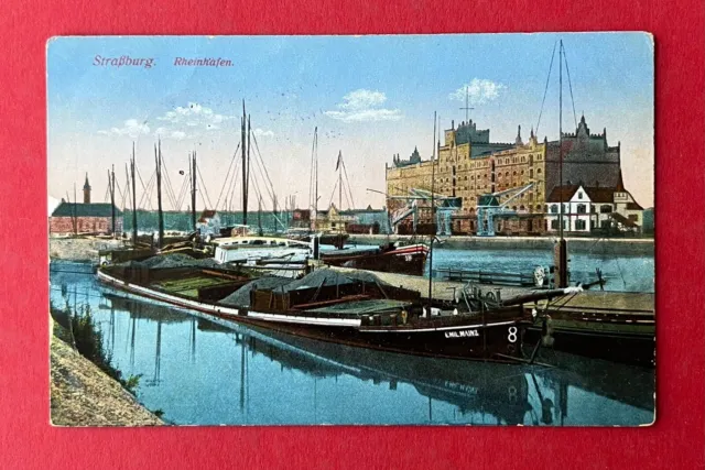 AK STRAßBURG im Elsass 1915 Rheinhafen mit Ladekahn    ( 137042