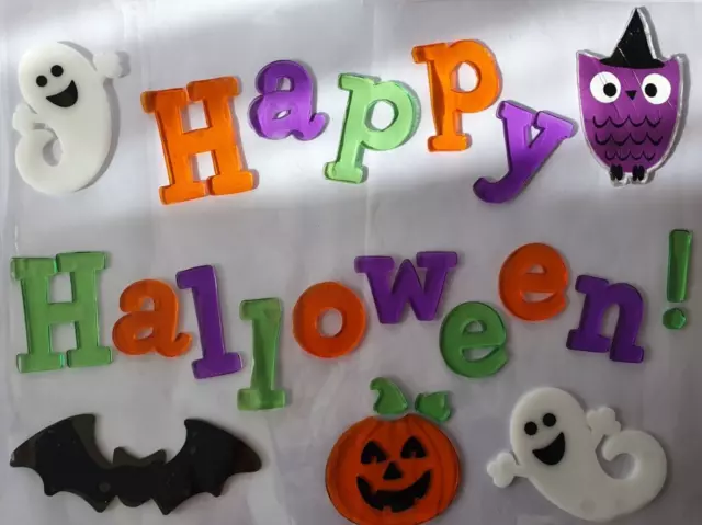 Halloween Decorations Window Gel Stickers Happy Party Pumpkin Owl Bat Ghost Home
