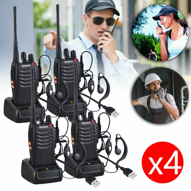 4PCS Baofeng Walkie Talkie 2-Way BF-888S Radio Long Range 16CH UHF 400-470MHZ GY