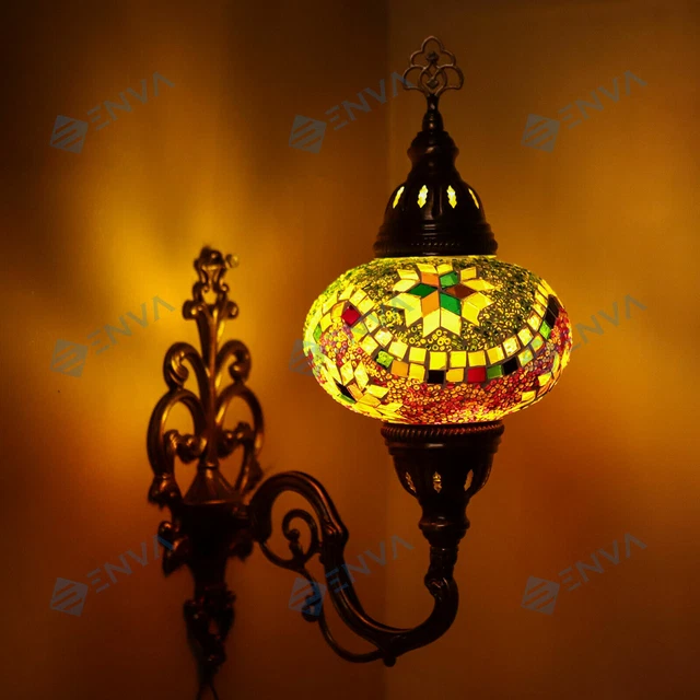 Lampe applique murale Turque en mosaïque Marocaine multicolore Tiffany grande