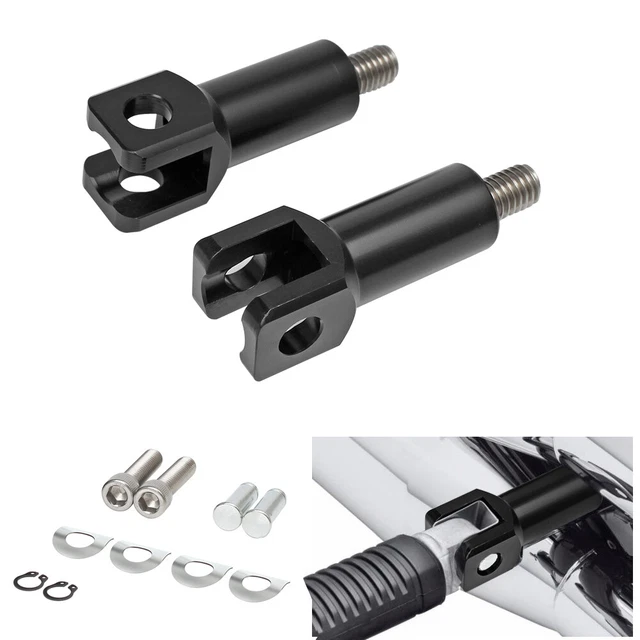 Black Passenger Foot Peg Supports Mounts Clevis Kits for Harley Softail 00-06