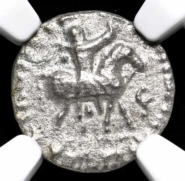 INDO-SKYTHIANS. Azes. Circa 58-12 BC. Silver Drachm, King on horseback, NGC VF