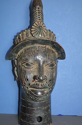 Very Large (57 cm tall) Mid 20th Century African Benin Tribal Bronze Bust,c 1950