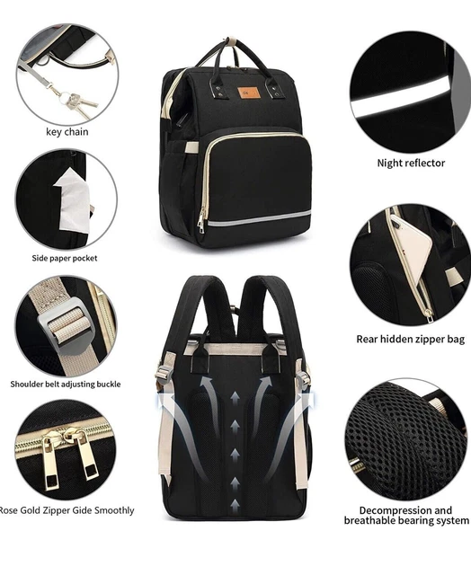 Great Deal  Baby Diaper Bag Backpack with Bassinet Changing Station black