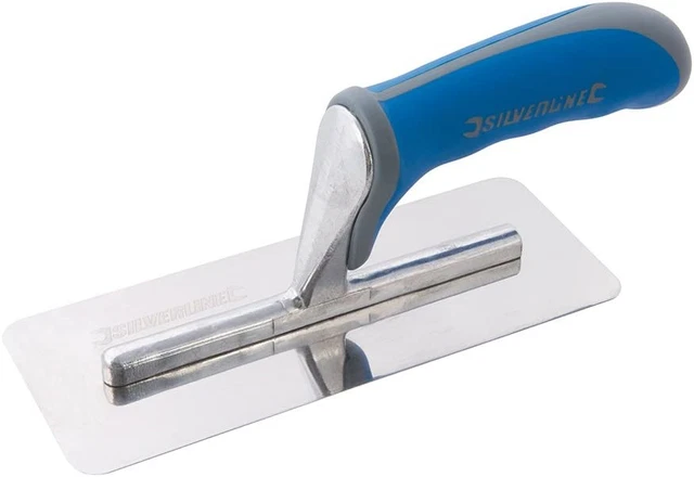 Silverline 967556 Mini Cazzuola per intonaco Impugnatura a piedi 200 mm, Blu