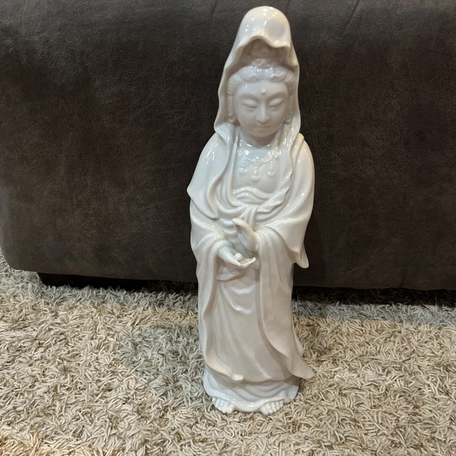 JAPANESE PORCELAIN BUDDHIST Altar Statue Vtg Female Kannon Bosatsu