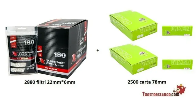 2880 Filtros X-Trem Xtra 22mm * 6mm de large + 2500 gizeh 78mm papier