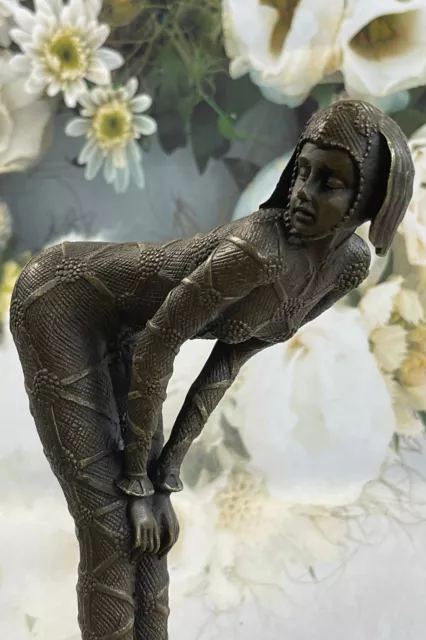 Signed~Chiparus~Alluring Woman in Seductive Pose Bronze Sculpture Statue Artwork