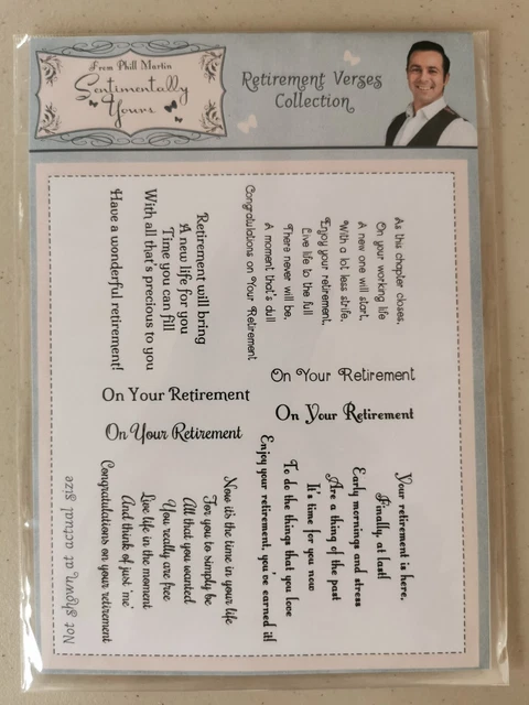 Phil Martin Sentimentally Yours - Retirement Verses Collection - Stamp Set