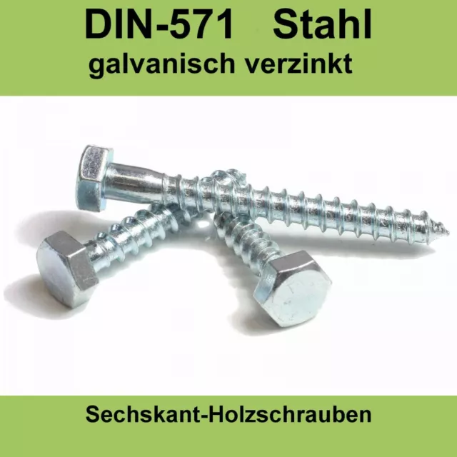 M12 DIN 571 Holzschrauben verzinkte Sechskant Schlüsselschrauben Holzbau M12x