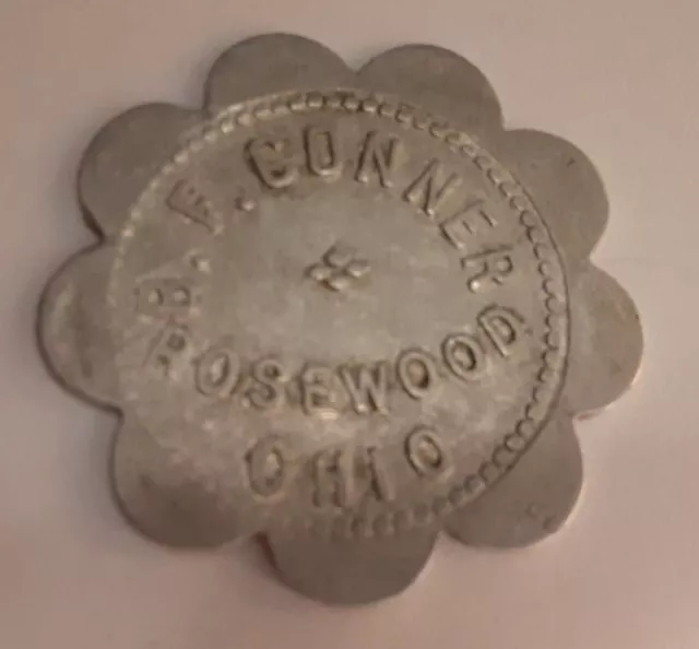 FAIRLY RARE - 5 CENT TRADE TOKEN - B.F. Conner - Rosewood Ohio Champaign County