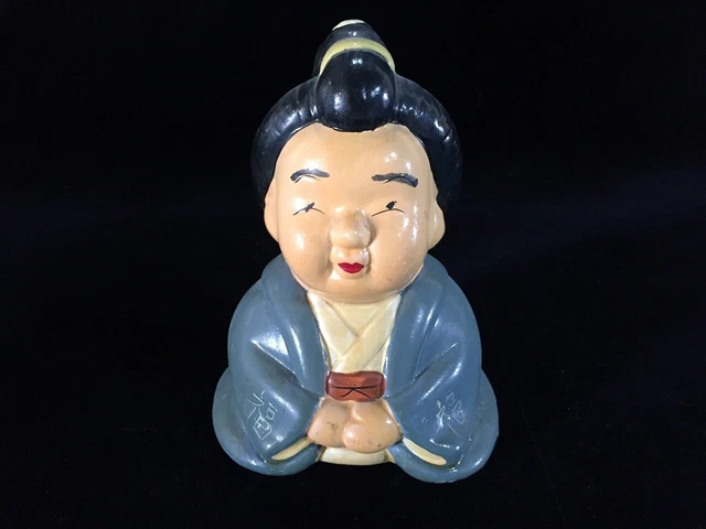 J0653 Japanese Pottery Kimono Woman Statue Doll Vintage Okimono Interior