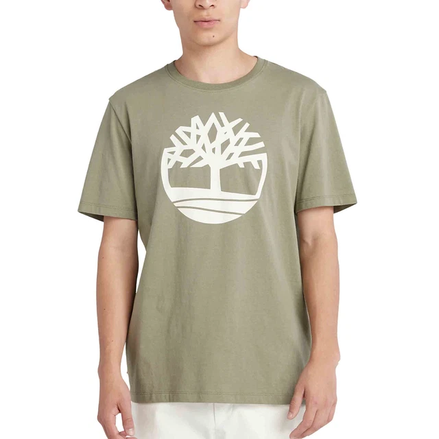 Timberland T-Shirt da Uomo con Logo Ad Albero Kennebec River Verde Codice TB0...