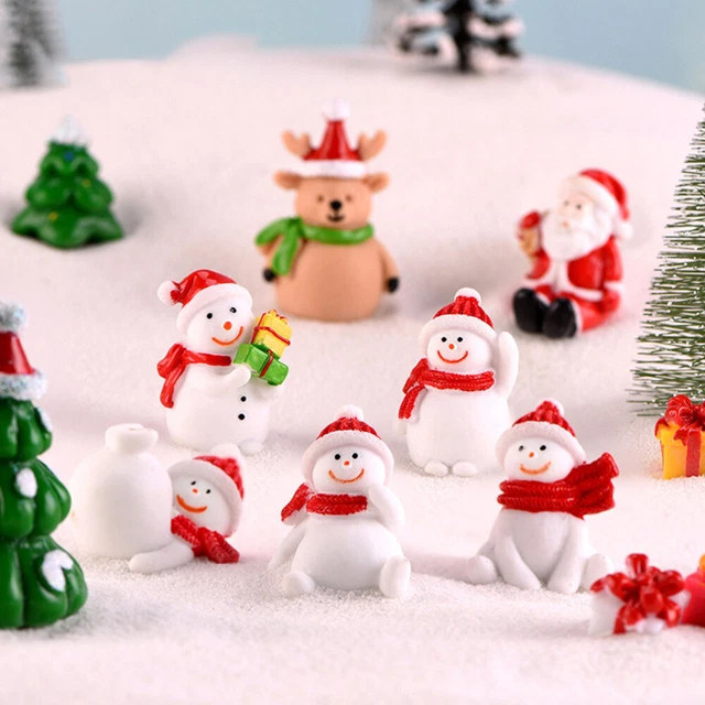 Synthetic Resin Christmas Snowman Miniature Mini Santa Figure Ornaments