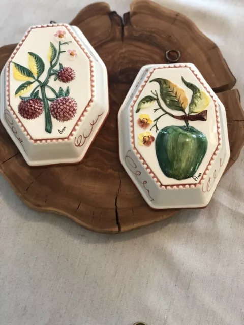 Vintage ABC Bassano Ceramic Mold Set Made in Italy Wall Hanger Handpainted