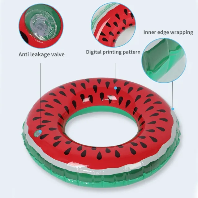 Kids Adult Inflatable Swimming Ring Summer Pool Beach Float Support Watermelon