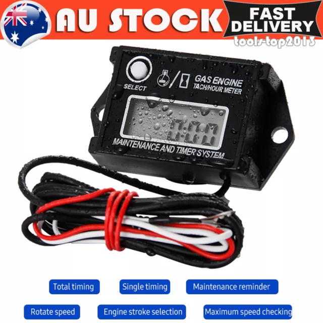 Digital Tachometer Tach/Hour Meter RPM Tester for 2/4 Stroke Engine Motorcycles